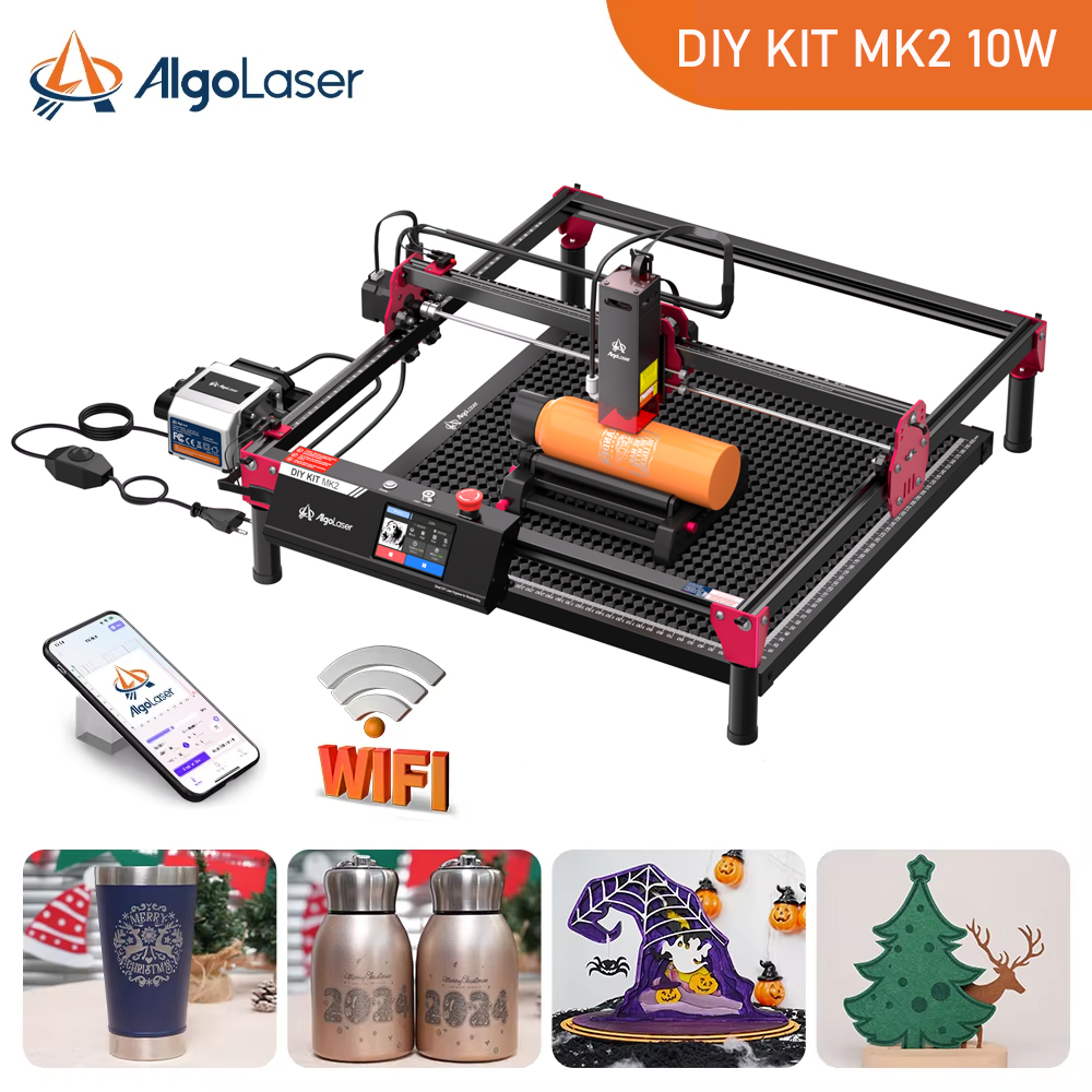 Industrial Laser Solutions - Algolaser-DIYキットmk2レーザー彫刻機,出力10w,カラータッチスクリーン,3.5インチ,オフライン制御アプリケーション,カッターツール